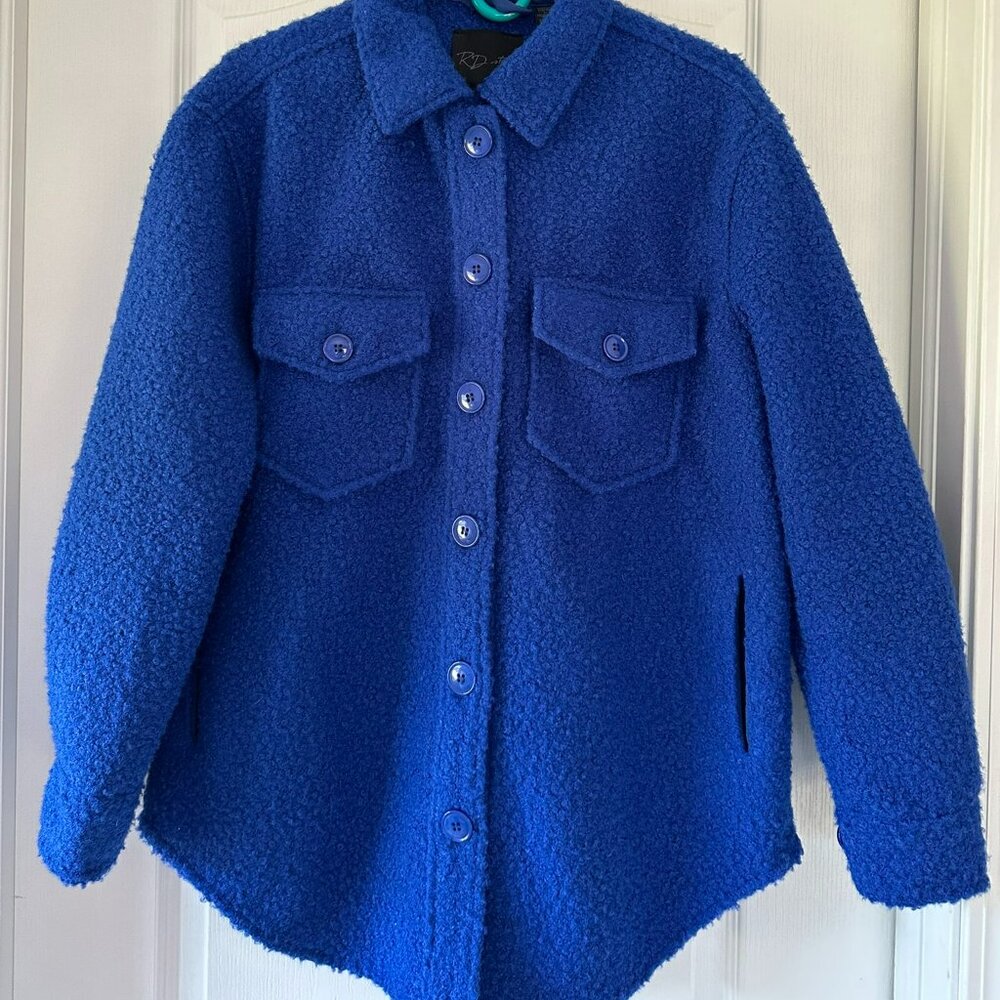 Rd Style Women's Boucle Shacket Jacket Royal Blue Misses Size
